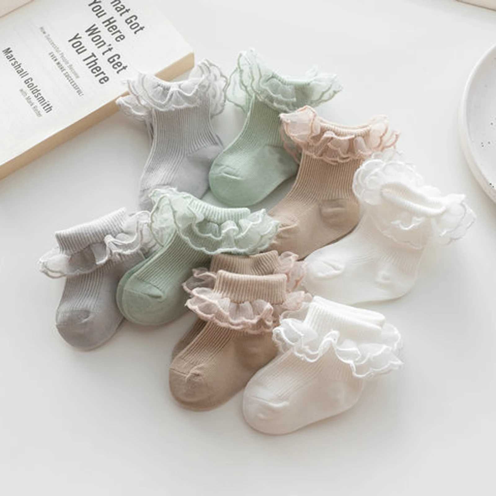 Pudcoco Baby Socks for Girls Lace Ruffles Toddler Sweet Anti-Skid Princess Socks Spring Fall Cute Kids Socks 0-2Y CL240824