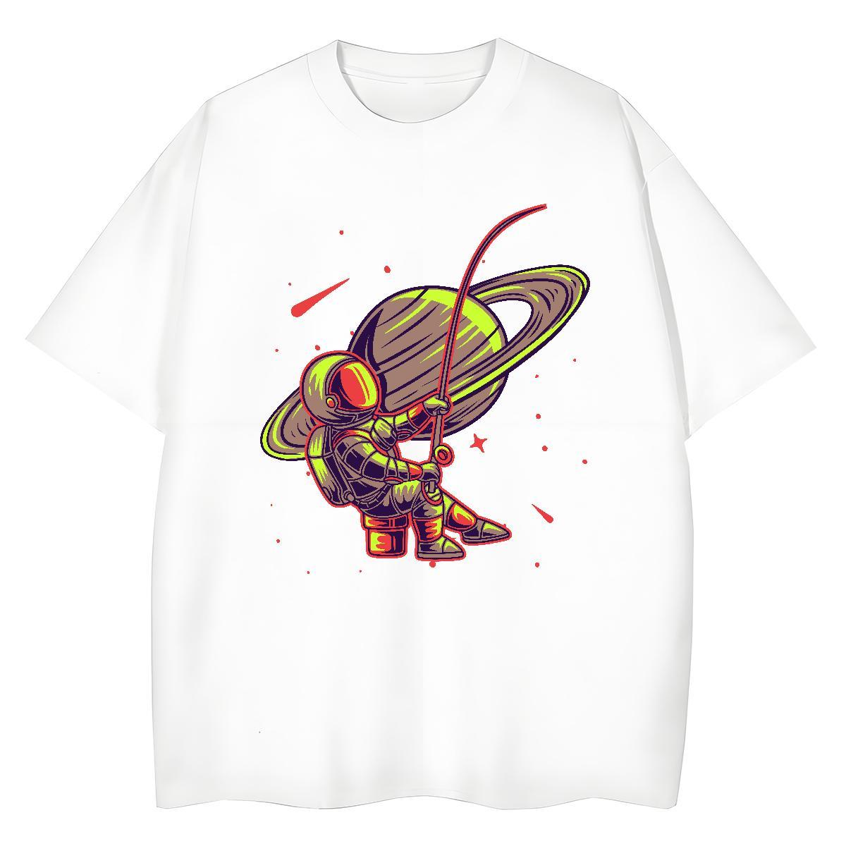 Lady Women Tshirts 100% Cotton 230g cosmonaut Sports Street Wear T shirt Short sleeve Soft Custom Printing Top Tees