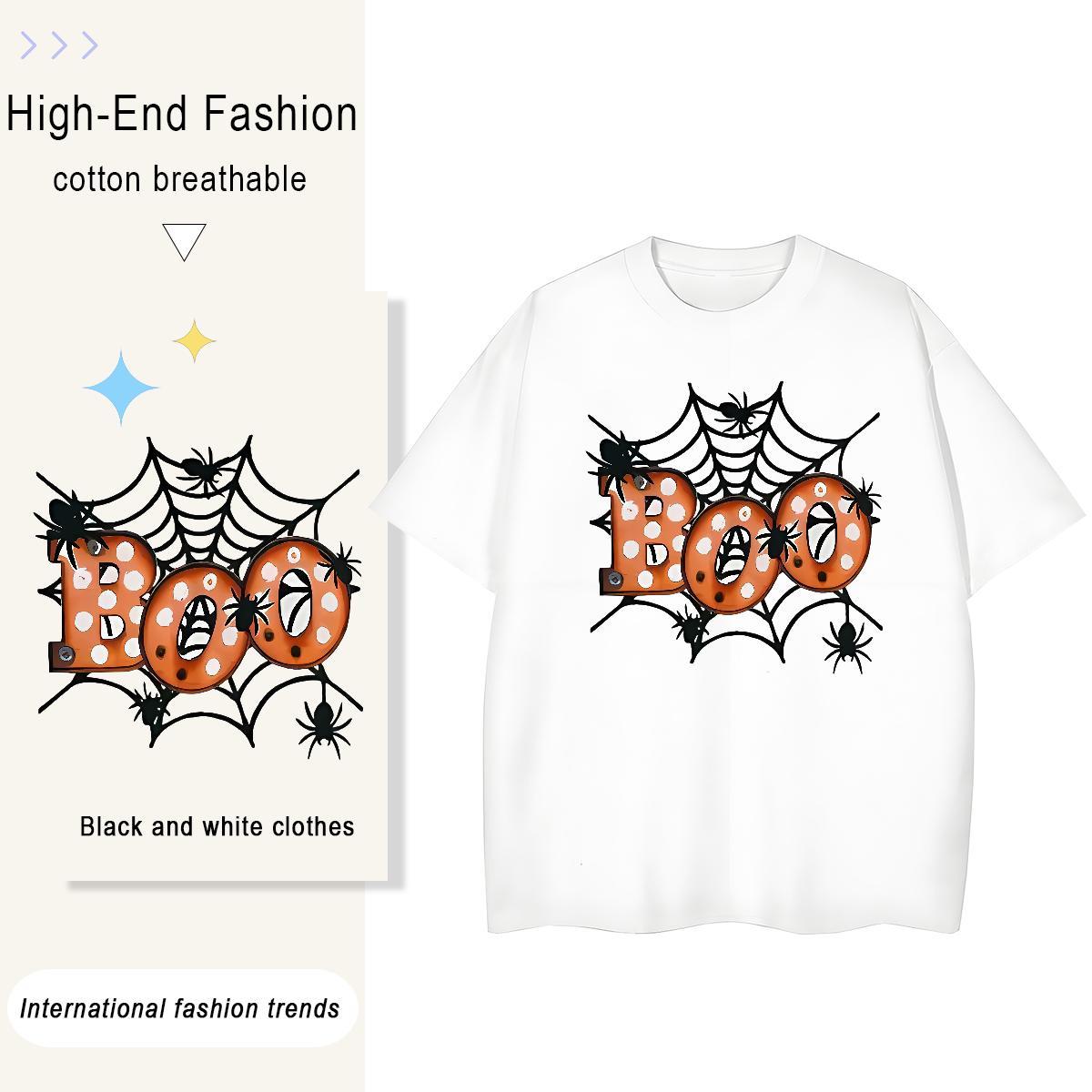 New Arrival Men Tees spider Casual Daily Wear 230g Cotton Top Tees Breathable Short Sleeve Unisex T shirt Skull