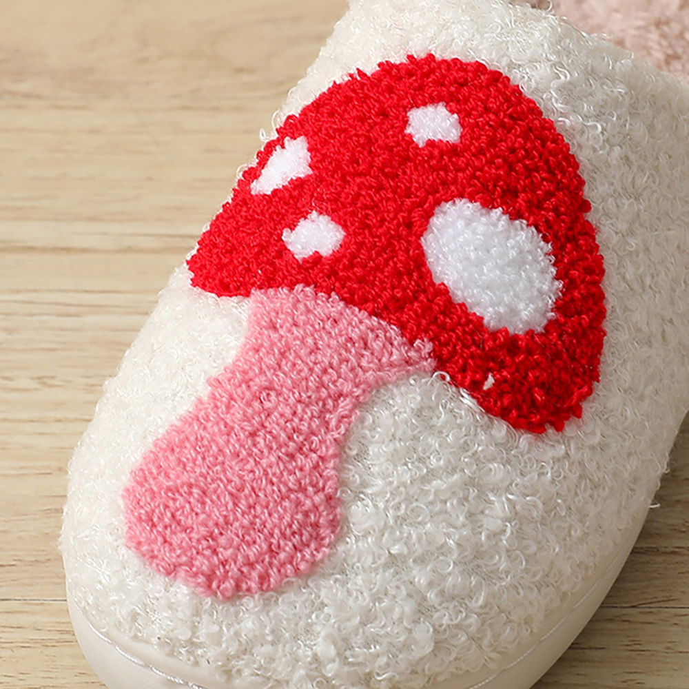 Designer Fashion Cartoon Pattern Slippers Women Plush Winter Comfortable Warm Flat Slipper Smiley Face Christmas Halloween Skull Ladies Classic Slippe