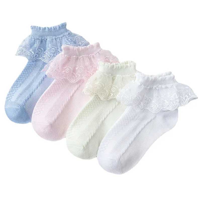 Lace Ruffle Baby Breathable Socks Children Kids School Student Princess Socks Girls Toddler Beautiful White Dance Short Socks CL240824