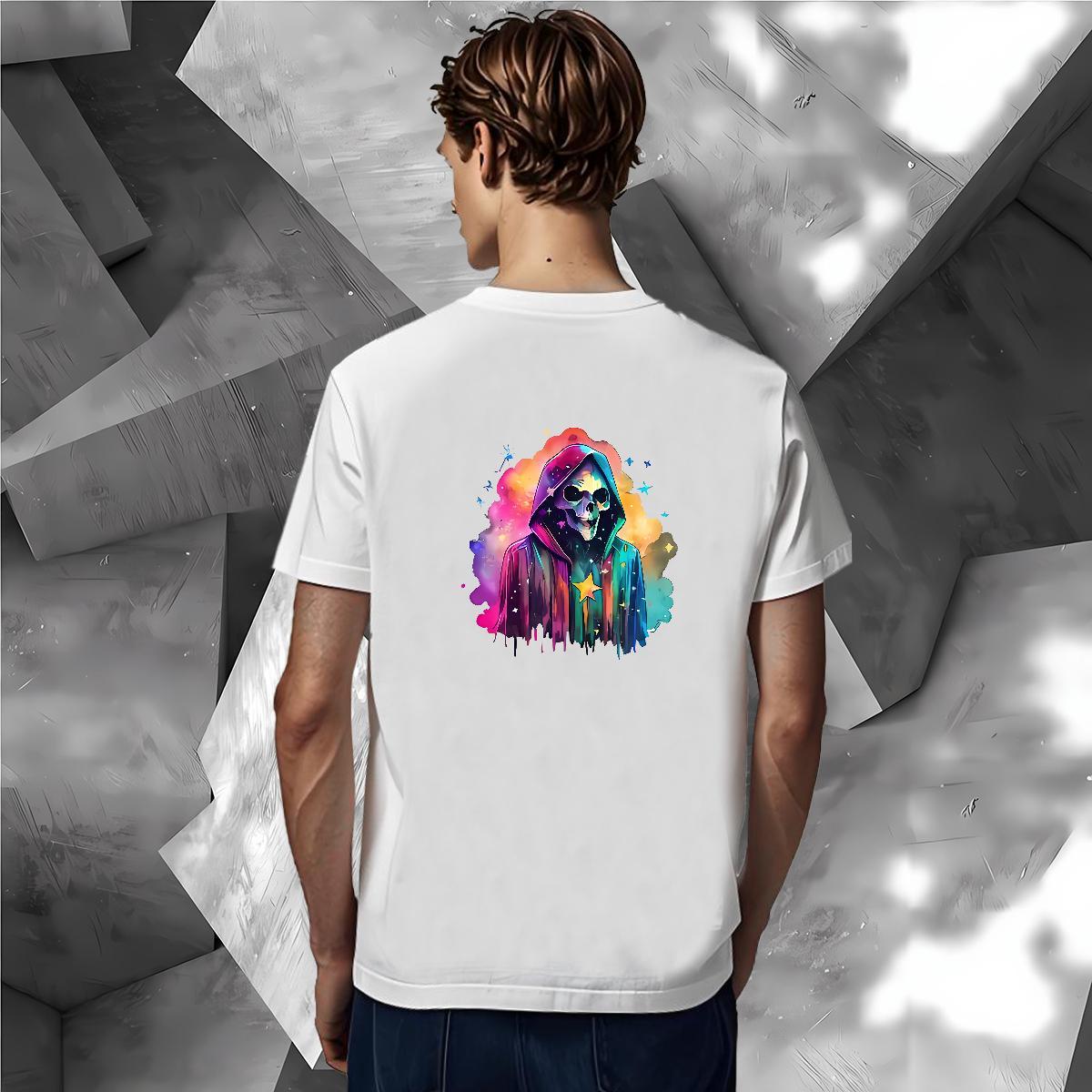 Soft T Shirt For Man 230g Pure Cotton skull Daily Outfit Skull Breathable Crew Neck Mens Tshirts Fashion Casual Tees Shirts