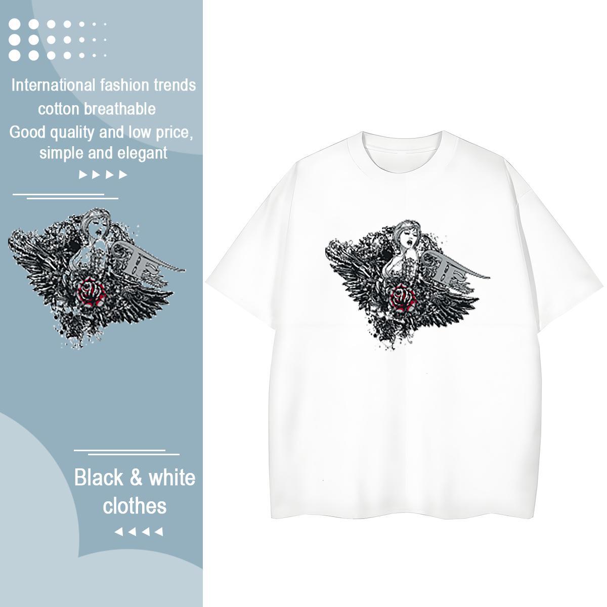 Cool Design T Shirt For Man 100% Cotton 230g skull Street Black Oversized O-Neck Short Sleeve Tshirt for Man Woman Stylist Tee Shirt