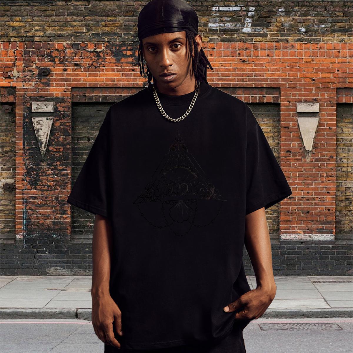 Comfortable Men T Shirts 230g Cotton eye of the devil Sport Black White Crew Neck Men Clothes T-Shirt Casual New Tshirts