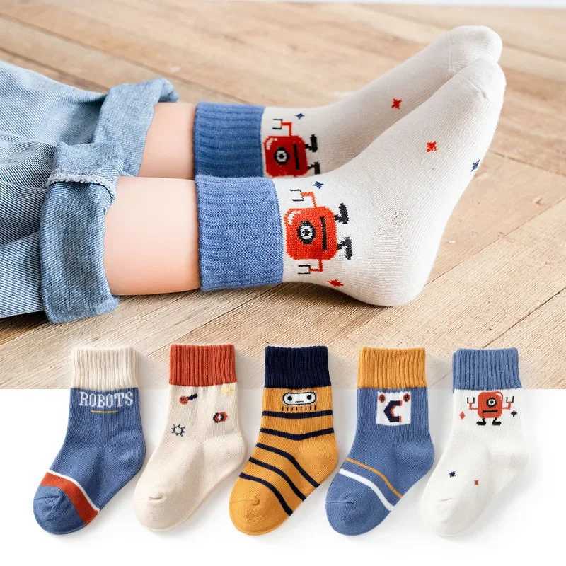 5 Pairs Baby Childrens Socks Cartoon Spring Autumn Animal Kids Sock Girls Cute Boy Toddler Socks 1-12 Years CL240824