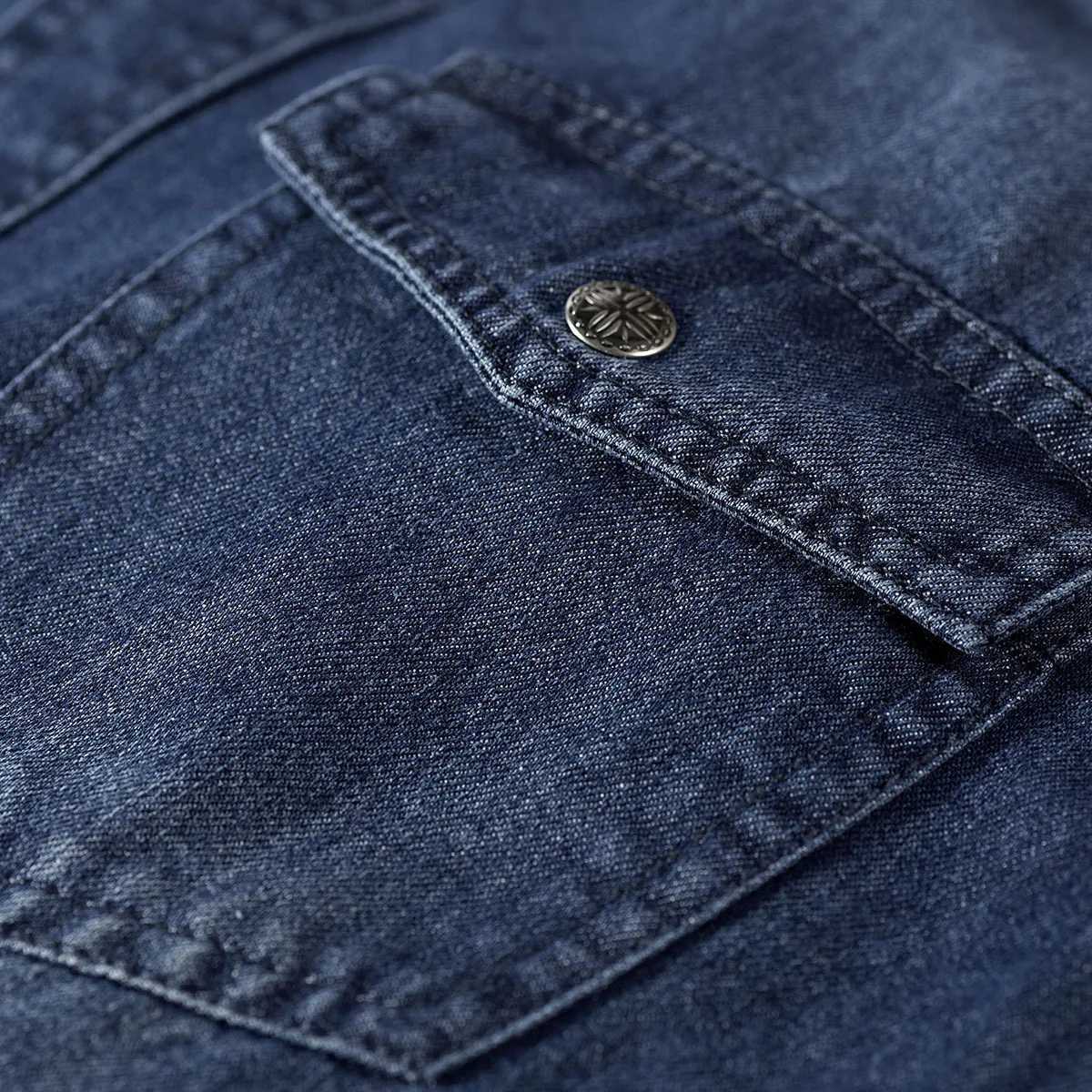 2024 Spring Mens Denim Jeans Long Sleeve 100% Cotton Single Chest Shirt Handsome Hombre Casual Jeans Top MensW240726 - view 5