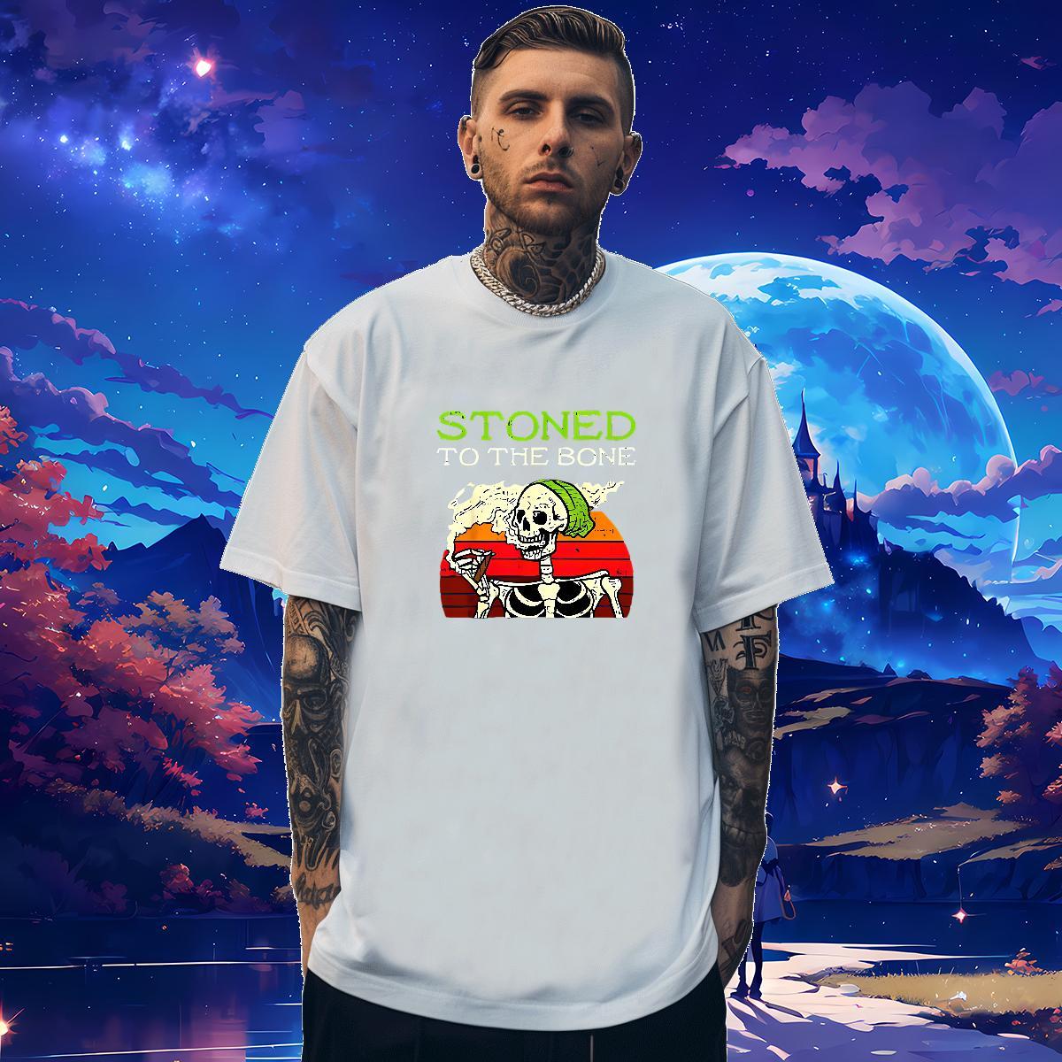 Unisex T-Shirts 230g 100% Cotton skull Street Wear Custom Print Oversized Breathable Tshirts DIY Tees