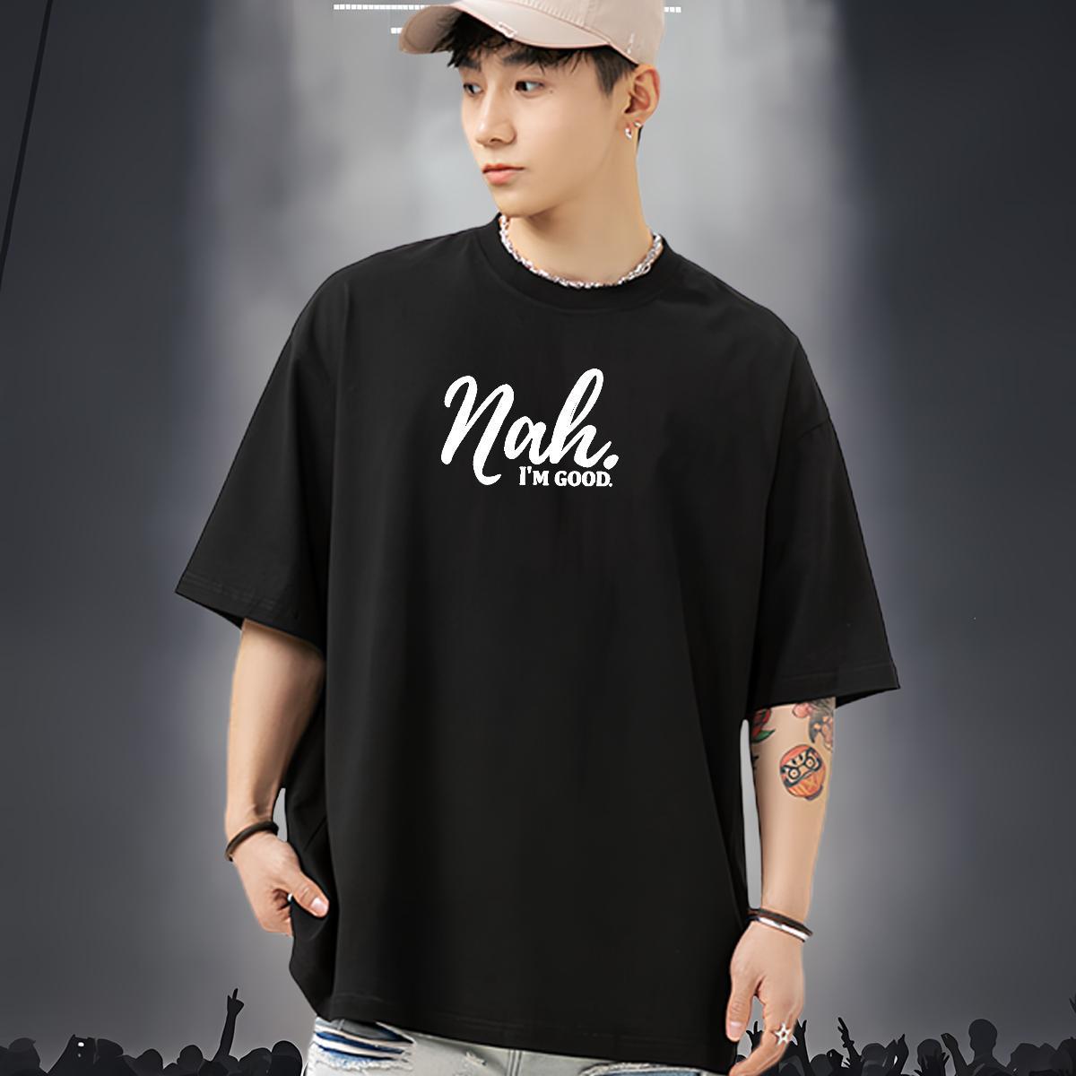 Brand Men T Shirts 230g Pure Cotton letter High Street Hip Hop White Plus Size Breathable Soft Men Tees Fashion Casual Clothes