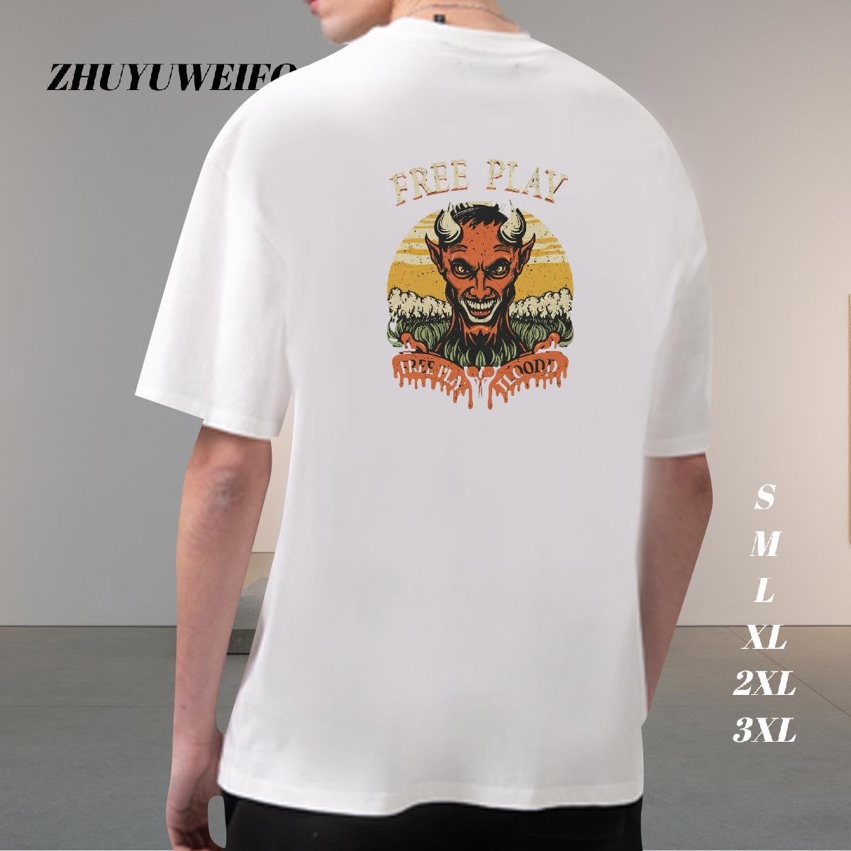 Cool Design Men T Shirts 230g Cotton skull Hip Hop Street Custom Print Plus Size Breathable Short Sleeve Tshirts 2024 Designer Tee Shirt