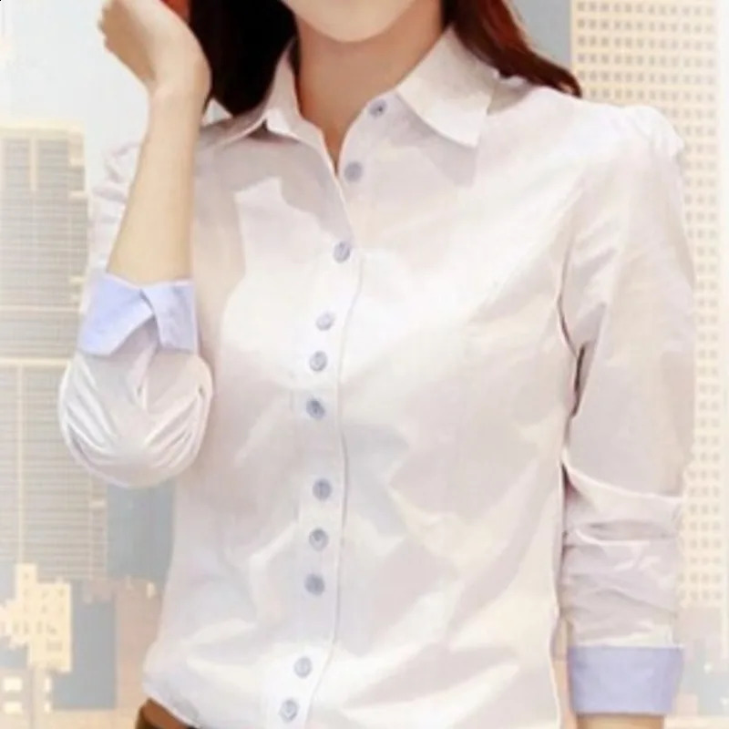 Spring and Autumn Womens Solid Color POLO Collar Loose Fit Button Panel Long Sleeve Bottom Shirt Fashion Elegant Casual Tops 240823