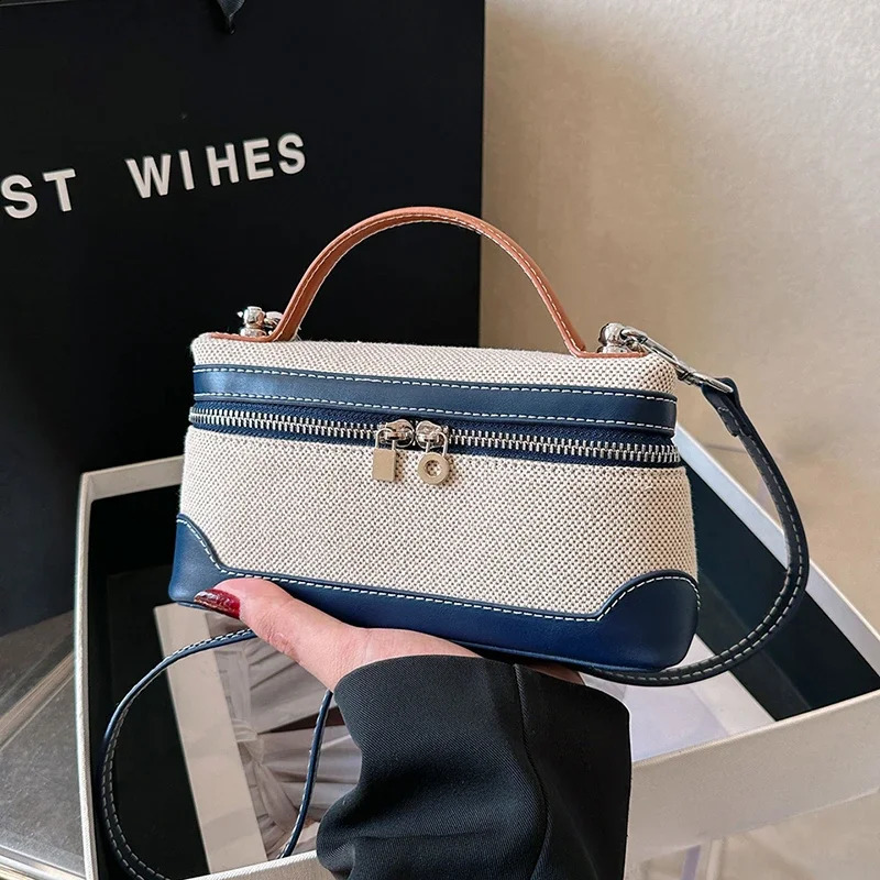 Fashionable solid interior company cross body bag splicing 2024 hot selling womens indoor zipper pocket womens handbag 240824