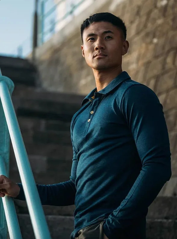 Merino wool mens polo shirt 87% bottom layer breathable and odor proof long sleeved 280G 240823