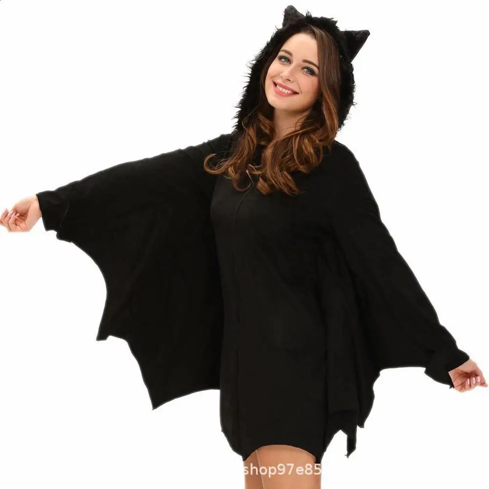 Womens Halloween bat costume fluffy animal cosplay anime hoodie with ears mother daughter fancy dress 240823
