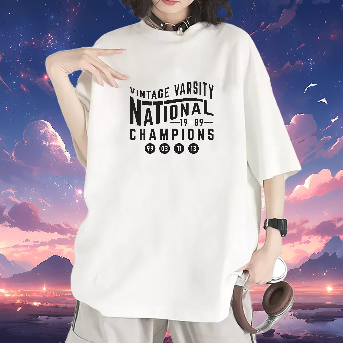 Loose fit Women Tees 100% Cotton 230g letter Street Casual T-Shirts for Women Breathable Crew Neck Black White Top Shirts