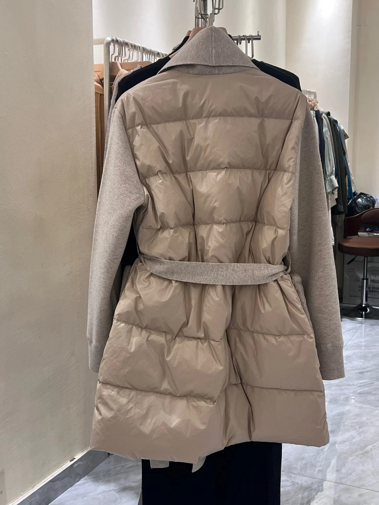 Womens down jacket cashmere knitted sleeves outerwear womens casual clothing warm winter fabric LP goose 240823 - view 3