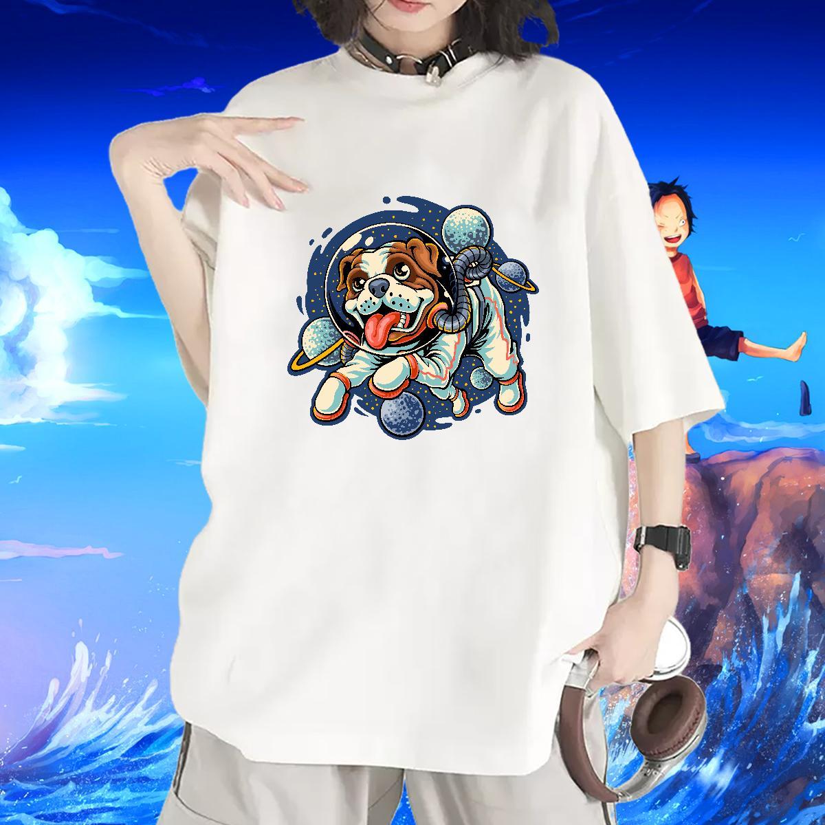 Brand Women Tshirts 100% Cotton 230g cosmonaut Sports Casual T-Shirts Crew Neck Breathable Anime Wear