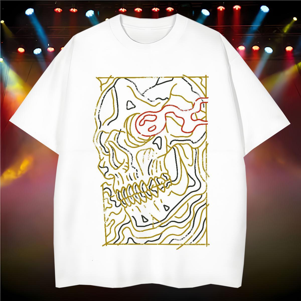 Free Shipping Men T Shirts 230g 100% Cotton skull Street Asian Size O Neck Short Sleeves Men Clothes T-Shirt Fashion Casual Top Tees