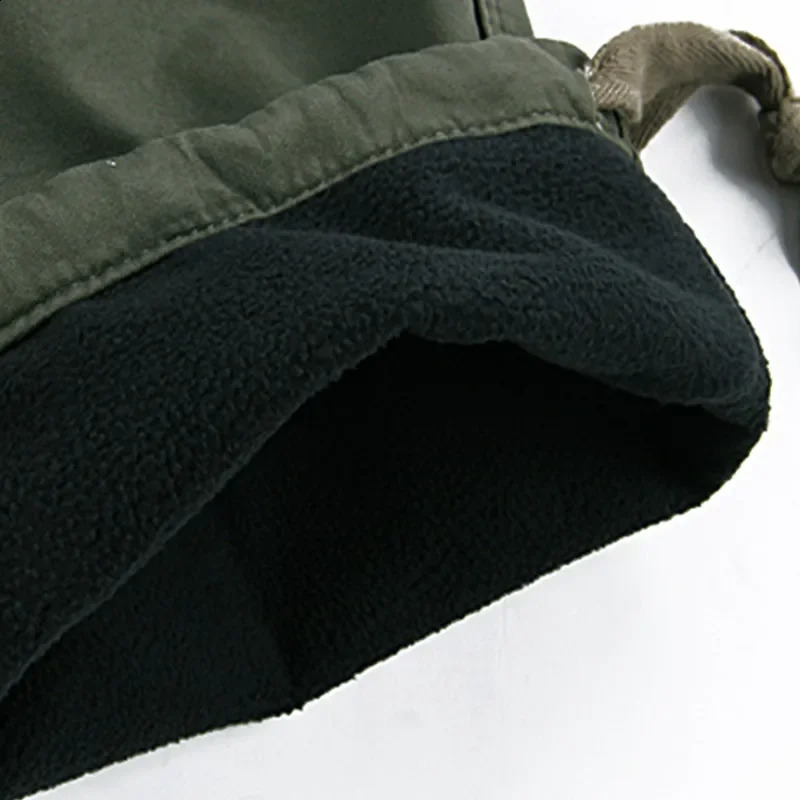 Mens Winter Pants Thick Warm Cargo Casual Wool Pocket Fur Trouser Plus Size Brushed Fashion Loose Running Work Clothes for Men 240823
