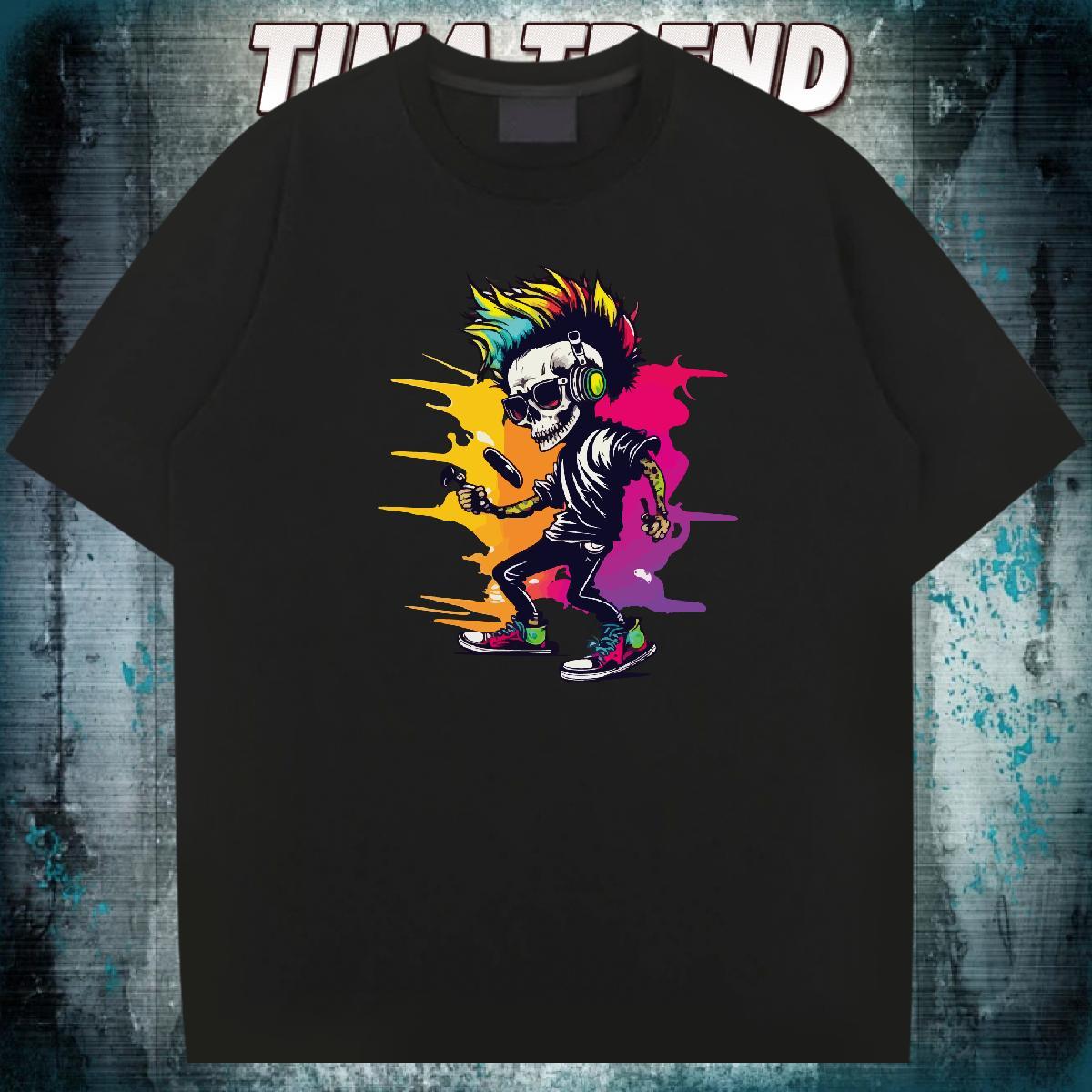 Popular T shirt 100% Cotton 230g skull Casual Skull Breathable Men Clothes T-Shirt Classic Tshirts