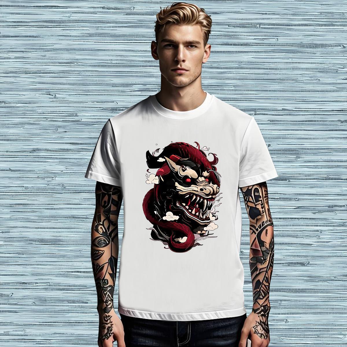 2024 DIY Men Tops Tees dinosaur Street 230g Pure Cotton Tees Shirts O Neck Short Sleeves Free Shipping Mens T Shirts Black Oversized
