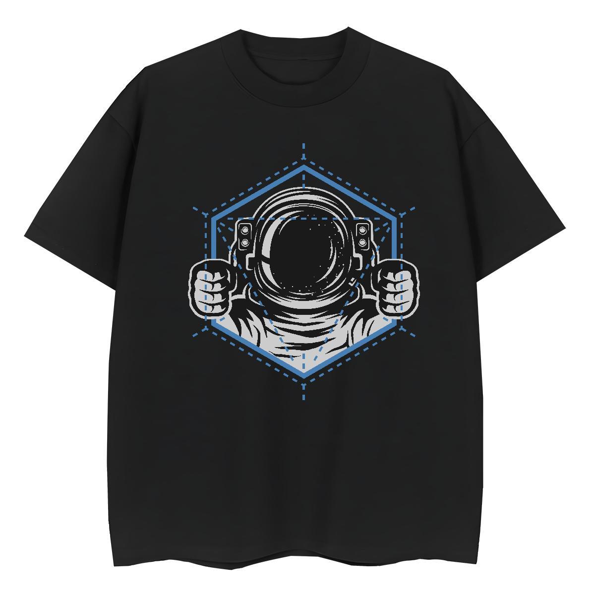 Lady Unisex Tshirts 100% Cotton 230g cosmonaut Casual Daily Wear Woman T Shirts Breathable Crew Neck Custom Print Oversized Clothes Shirt