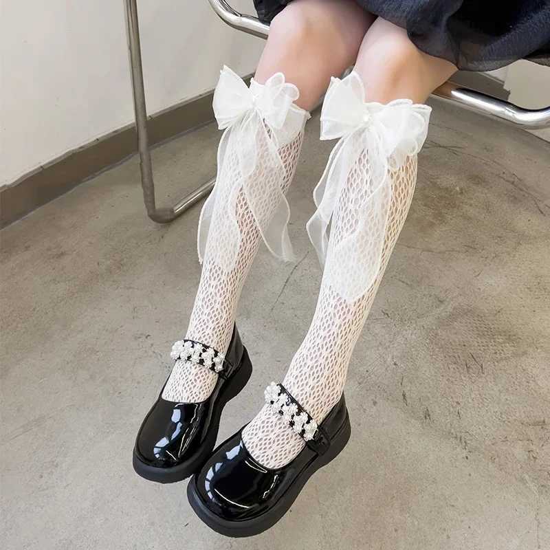 Baby Summer Thin Lolita Sock Lace Bowknot Stockings Girl Long Socks School Uniform Princess Calf Socks Kids Knee High Stocking CL240824