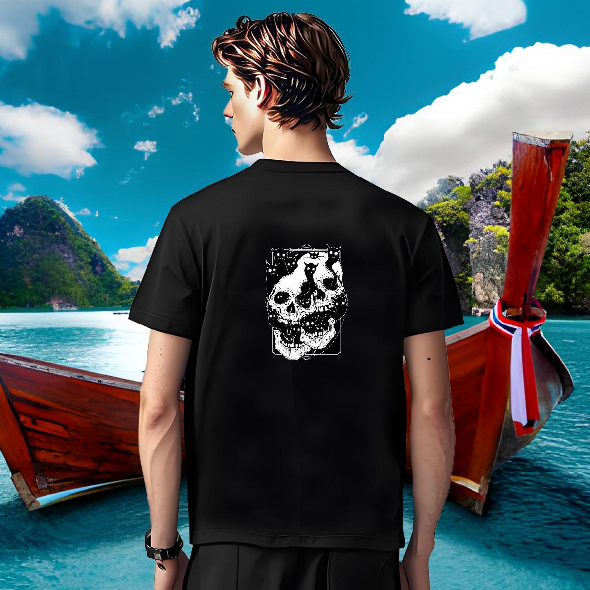 Designer T-Shirts 230g Cotton skull High Street Hip Hop Customized Short Sleeve Soft Men Tshirts Designer Fashion Tops Tees