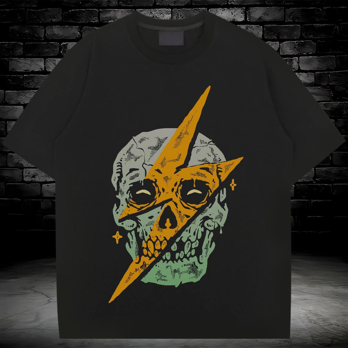 Free Shipping Mens T Shirts 230g Cotton skull Sport Graphic Breathable Soft Men Tops Tees 2024 Summer Polos