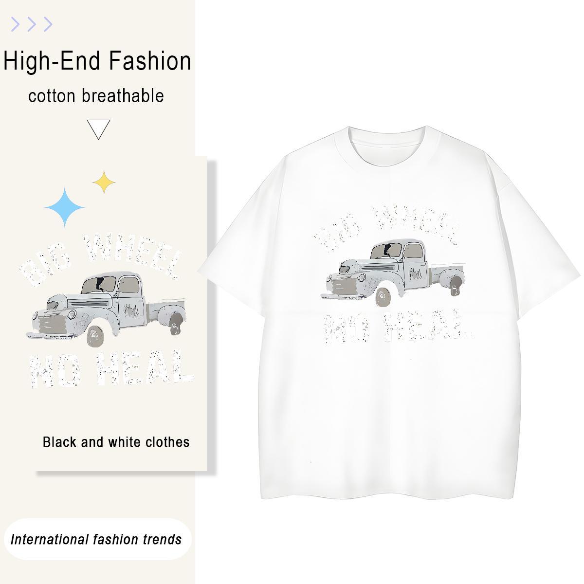 TOP Quality T-Shirts 230g Cotton car Street Custom Cartoon Breathable Short Sleeve Couples T Shirts Customized Top Tees