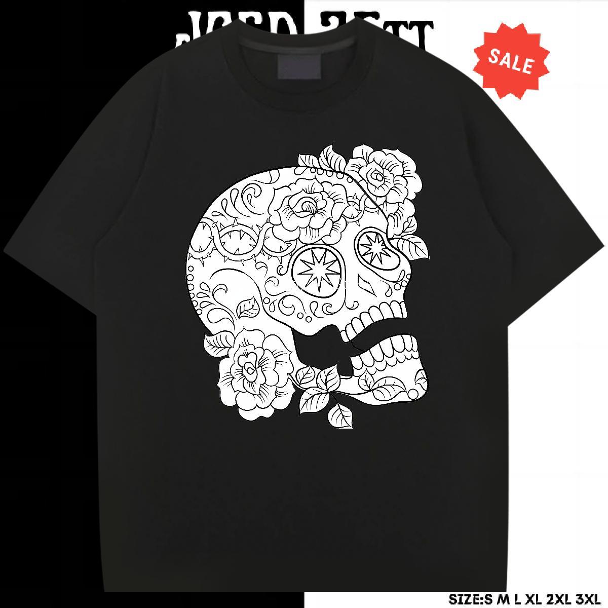 Cool Design Men T Shirts 230g Pure Cotton skull Sport Oversized O Neck Short Sleeves Mens Tshirts 2024 Tops Tees