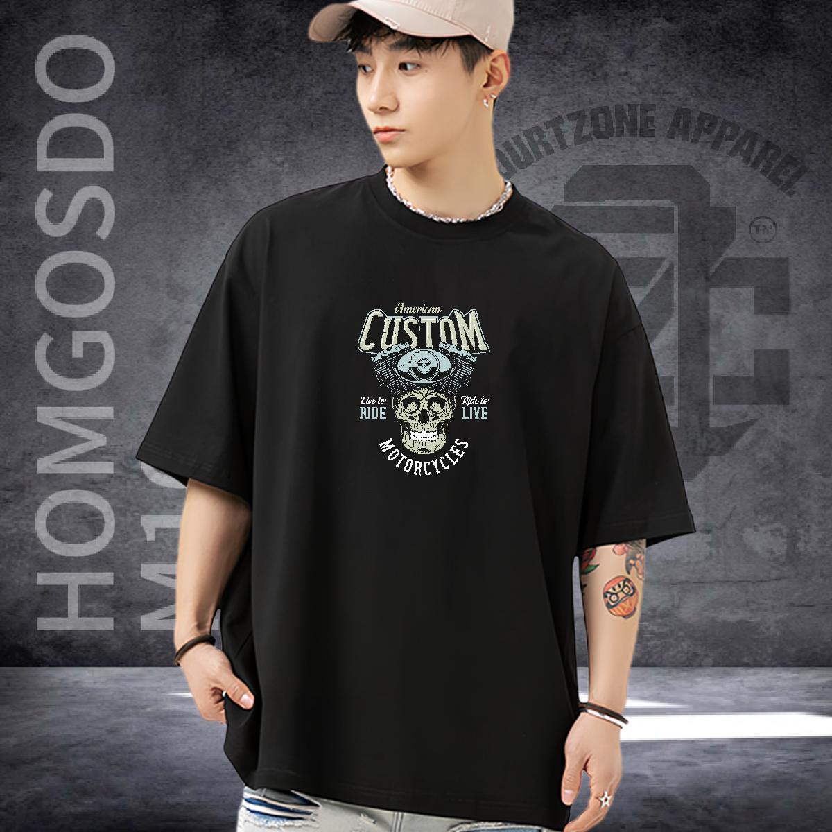 Soft T Shirt For Man 100% Cotton 230g skull Casual Beach Custom Print Plus Size Breathable Crew Neck Tshirt for Man Woman DIY Top Tees