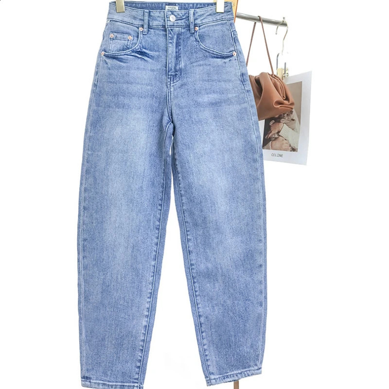 IOO Womens Conical Cut Jeans with Pocket Edge High Quality Loose Fit Shining 240823
