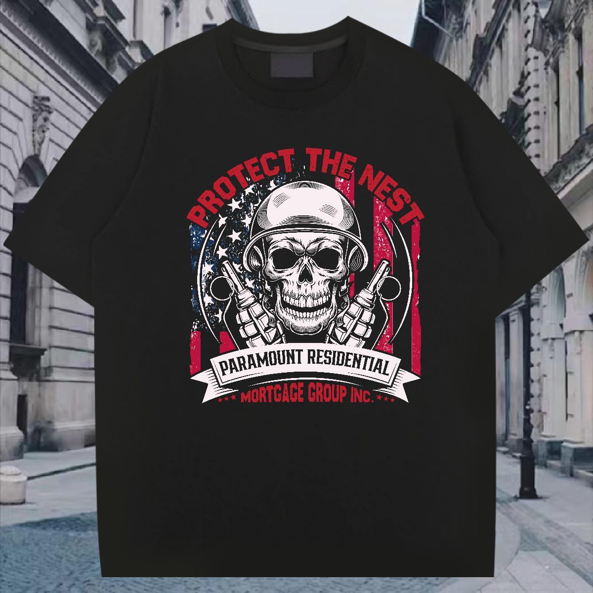 TOP Quality Man T Shirts 100% Cotton 230g skull Summer Casual Cartoon Print Breathable Tshirts DIY Tops Shirt