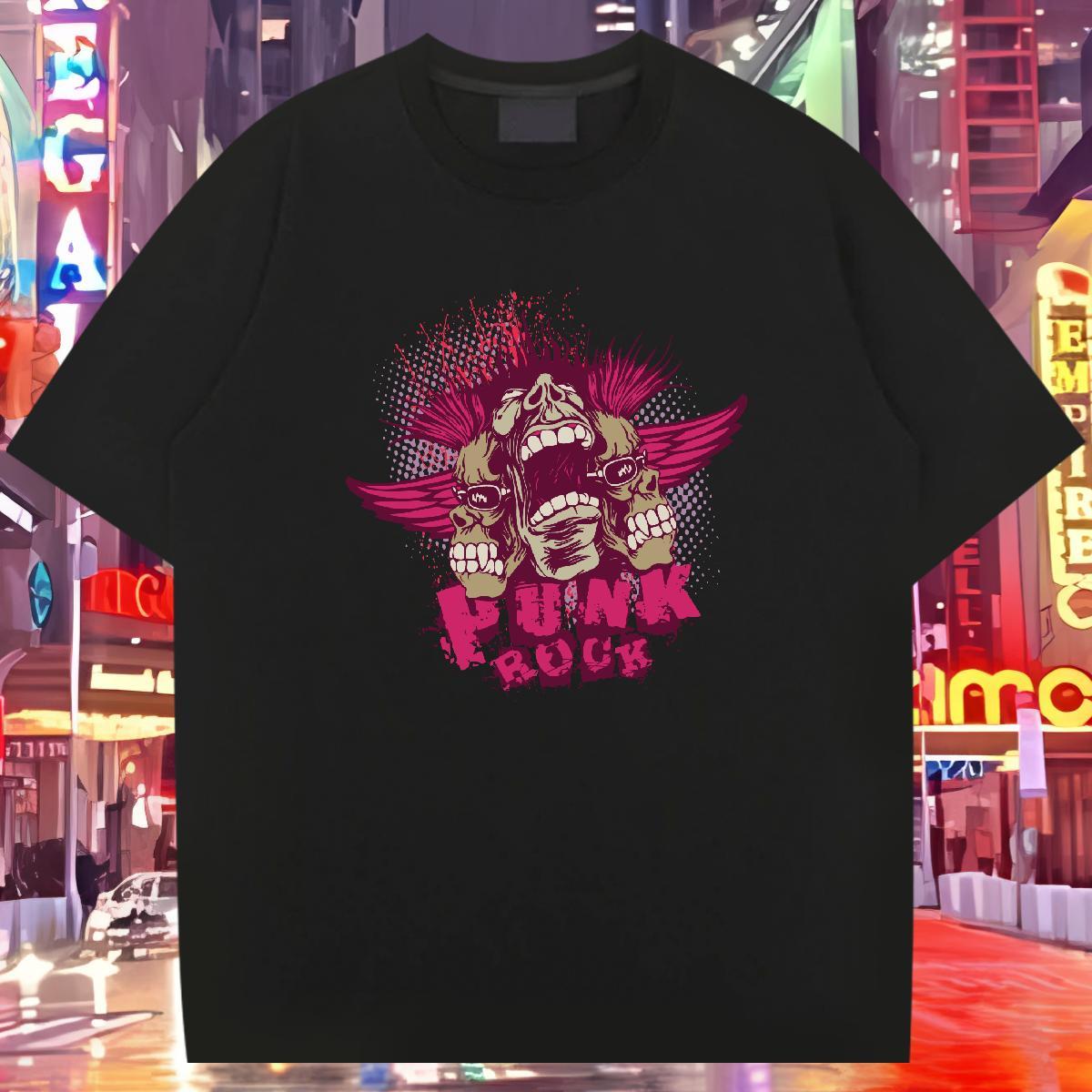 TOP Quality Mens T Shirts 230g Pure Cotton skull Street DIY Crew Neck Men Tshirts Wholesale Clothes