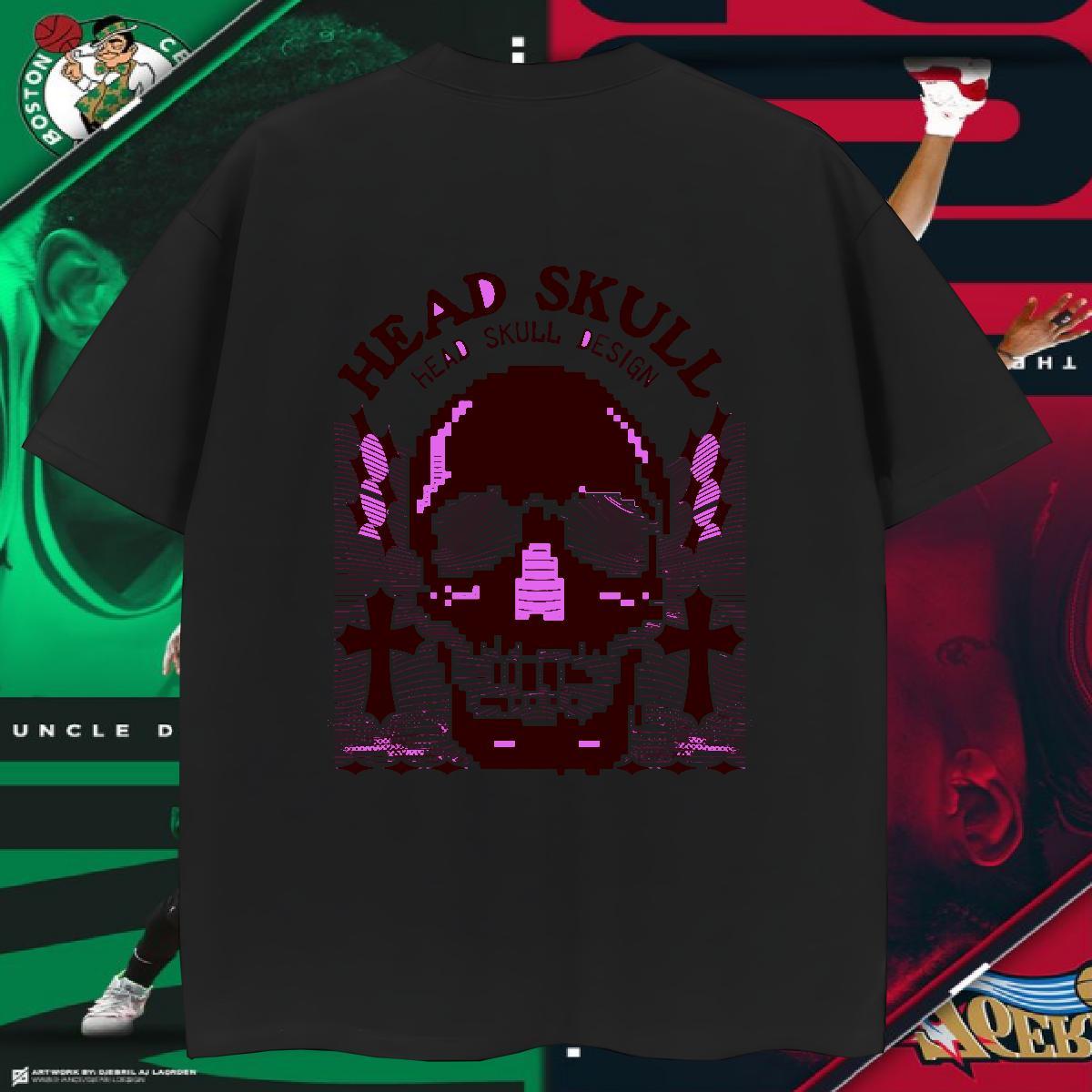 Classic T-Shirts for Men 230g Pure Cotton skull Street wear Hip Hop Black Oversized Breathable Crew Neck Men Tops Tees Free Shipping Wear