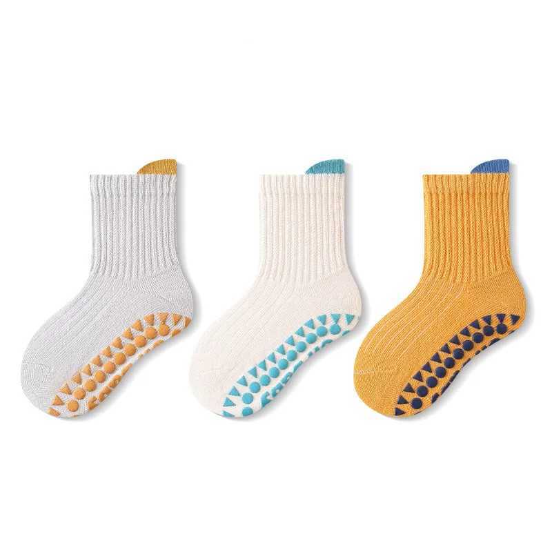 Lawadka 3Pairs/set Childrens Socks For Girls Boys Solid Kids Boy Girl Socks Non-slip Cotton 0-5Years Unisex Baby Toddler Sock CL240824