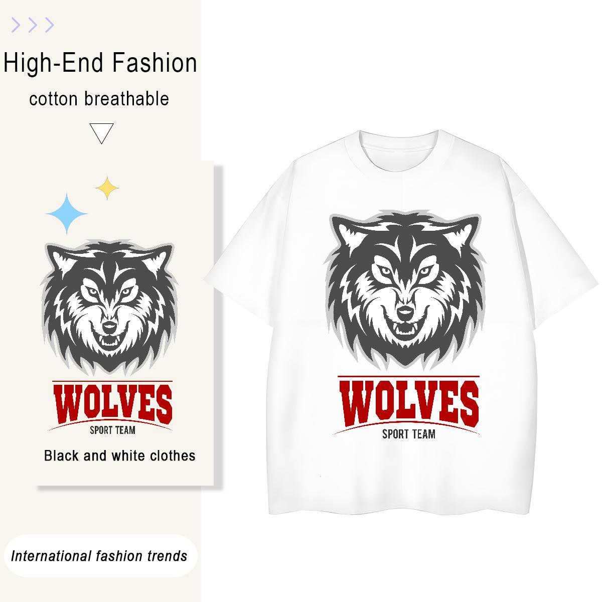 Classic Casual Tshirts wolf Street 230g Pure Cotton Tops Tees Crew Neck Breathable Cool Men T Shirts Customized Print
