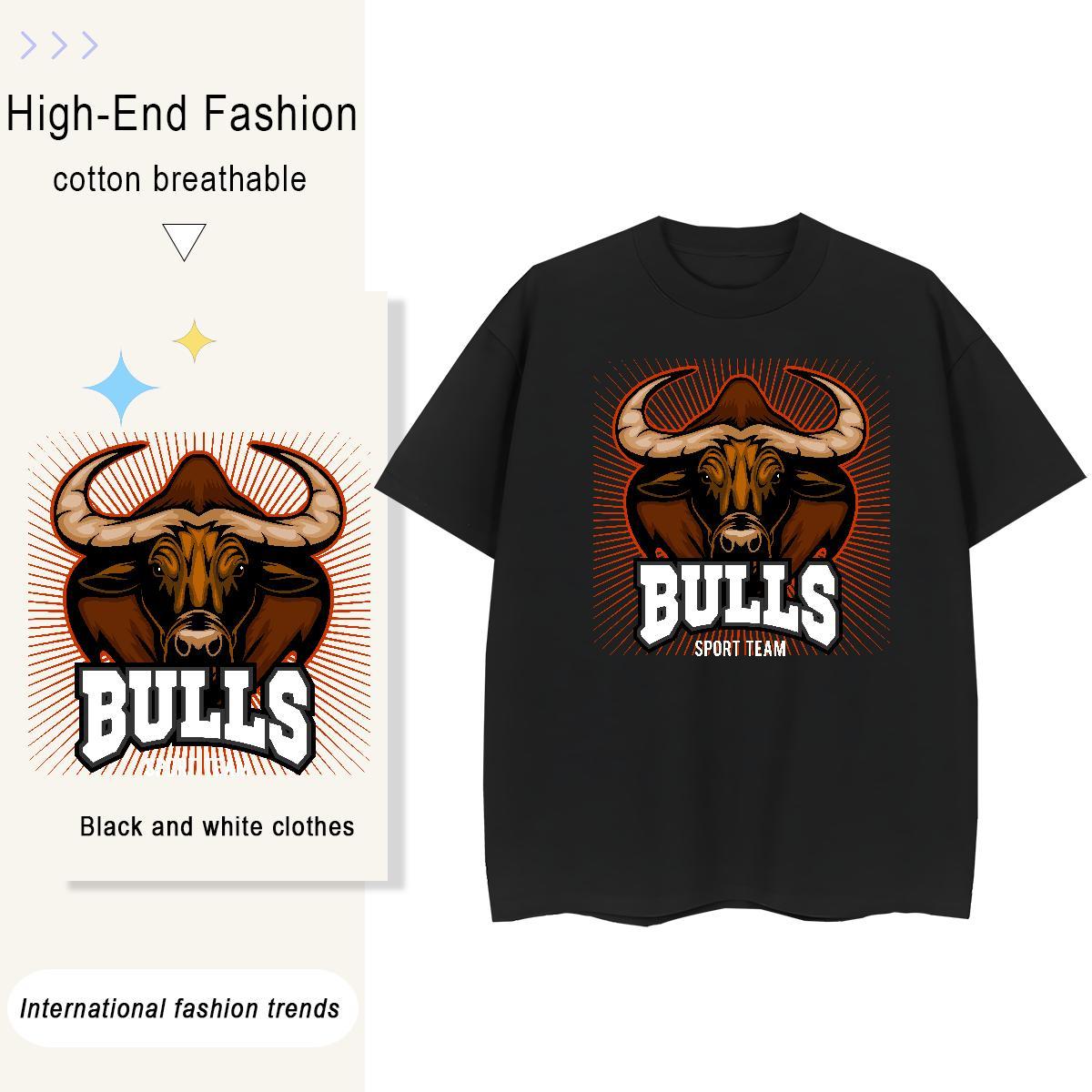 2024 New Couples T Shirts bull Anime Printing Street 100% Cotton 230g Tshirts Short Sleeve Soft Designer T shirt Custom Big Size