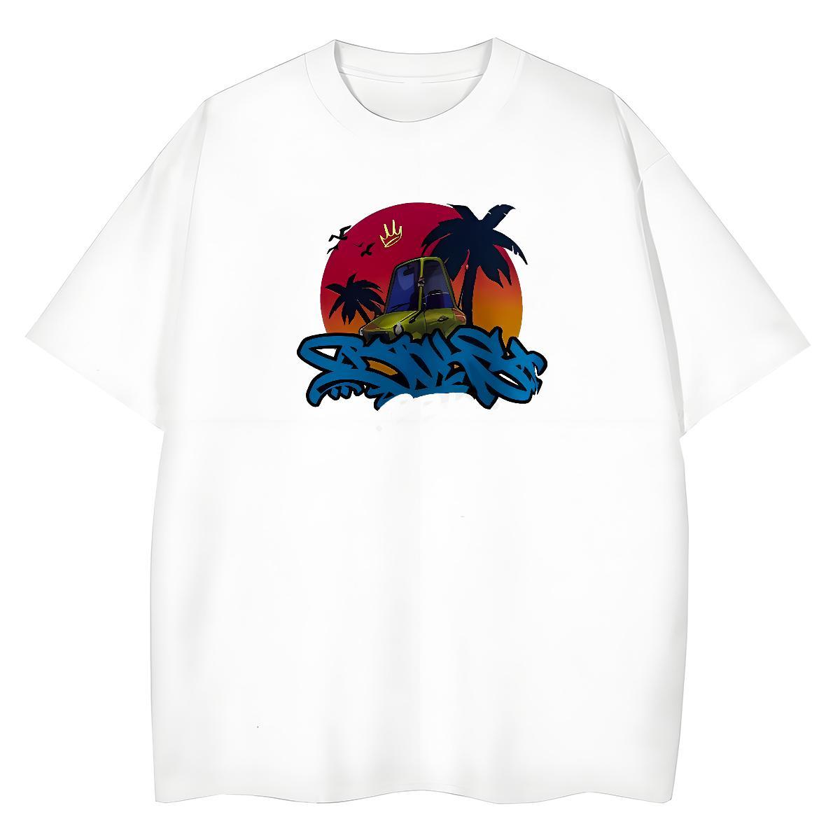 Comfortable T Shirts Men 230g Cotton car Spring Summer Skull Breathable Crew Neck Mens Tshirts 2024 DIY Clothes