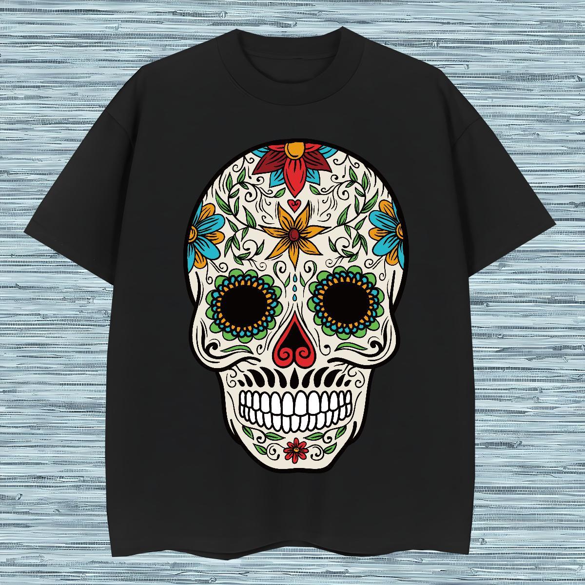 Free Shipping T-Shirts 230g 100% Cotton skull Sports Casual White Plus Size Short Sleeve O-Neck Couples T Shirts Designer Clothings
