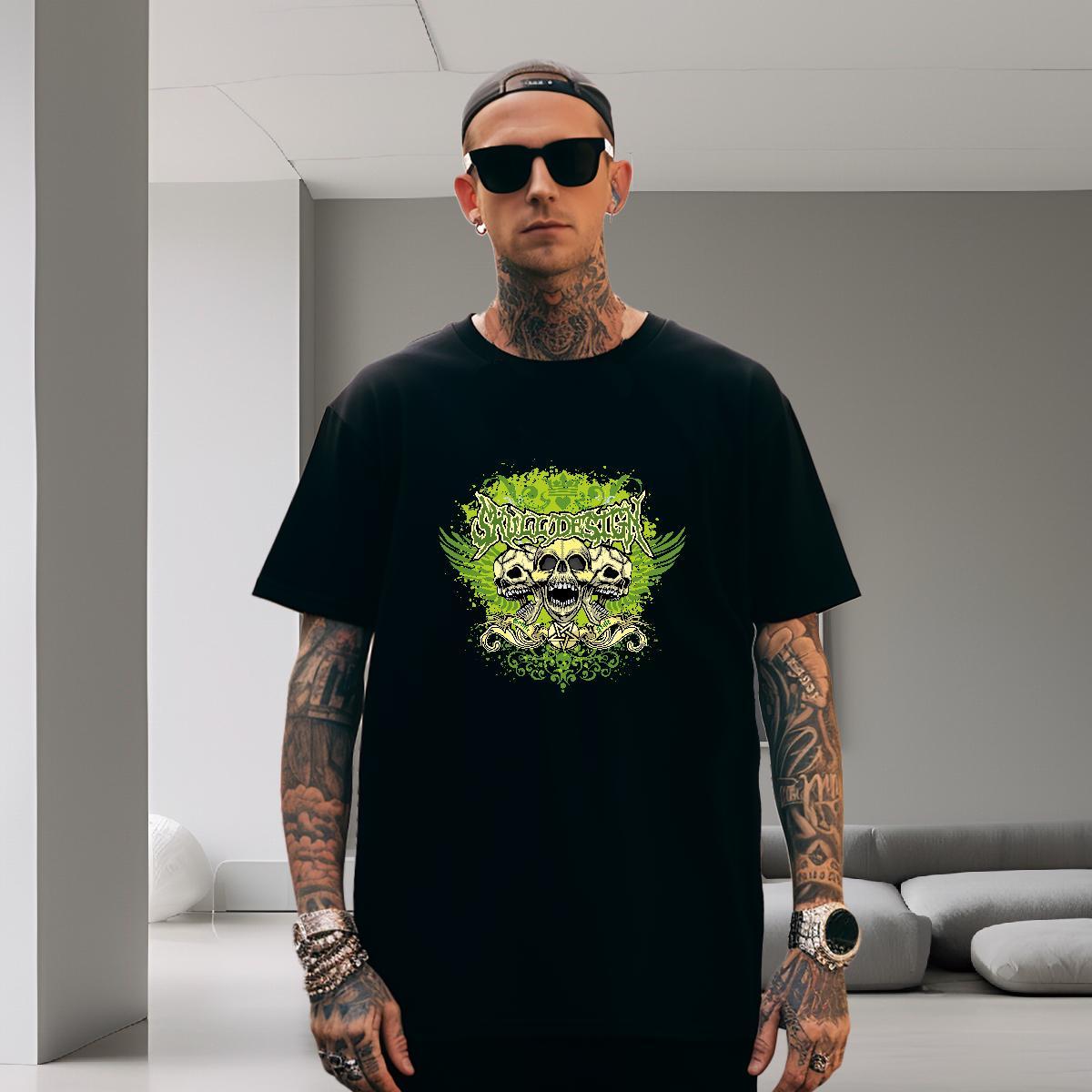 Free Shipping Mens T Shirts 230g Pure Cotton skull Spring Summer Customized Print Crew Neck Men Tees New Arrival Clothings