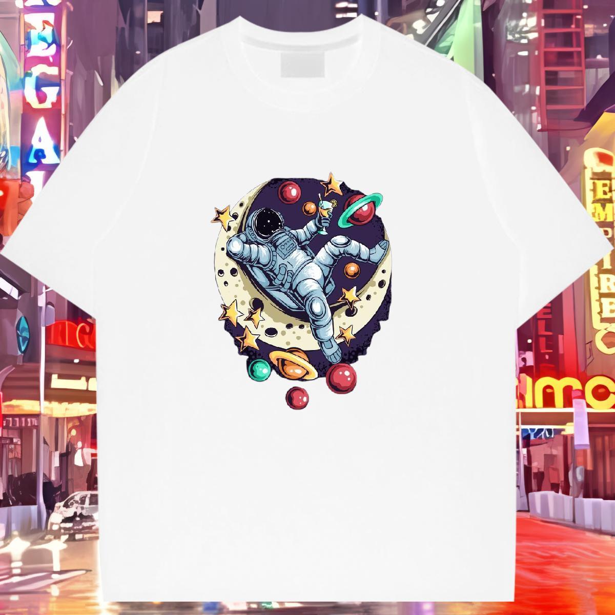 Female Unisex Tshirts 230g Pure Cotton universe Hip Hop T shirt Crew Neck Black White Tees