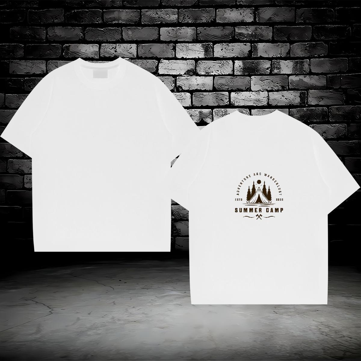 Loose Men T Shirts 230g Cotton mountains Anime Printing Street White Plus Size Breathable Short Sleeve Tshirt for Man Woman Custom Tshirts