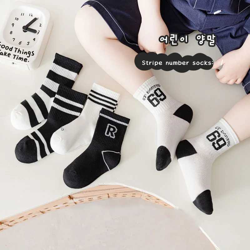 5 Pairs/Lot Spring New Sports Mesh Children Socks Cartoon Design Kids Tube Socks Soft Breathable Cotton Socks For Boys And Girls CL240824