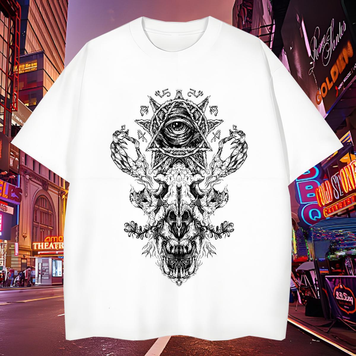 Free Shipping T shirt 230g Cotton eye of the devil Casual Daily Wear Custom Printed Breathable Men Tees Fashion Tops Shirt