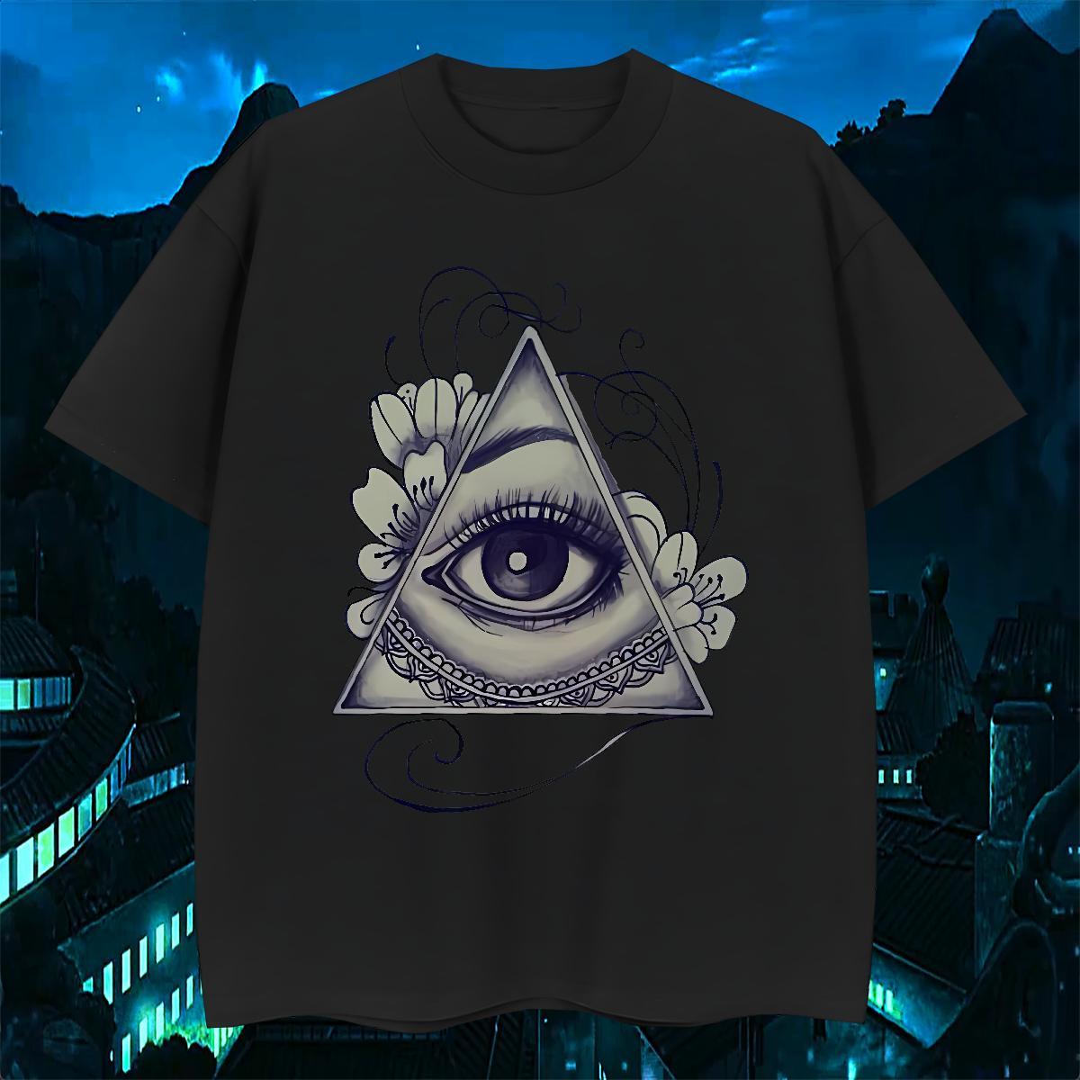 High Quality T Shirt For Man 230g Cotton eye of the devil High Street Hip Hop White Plus Size Round Neck Short Sleeve Tshirt for Man Woman 2024 DIY To