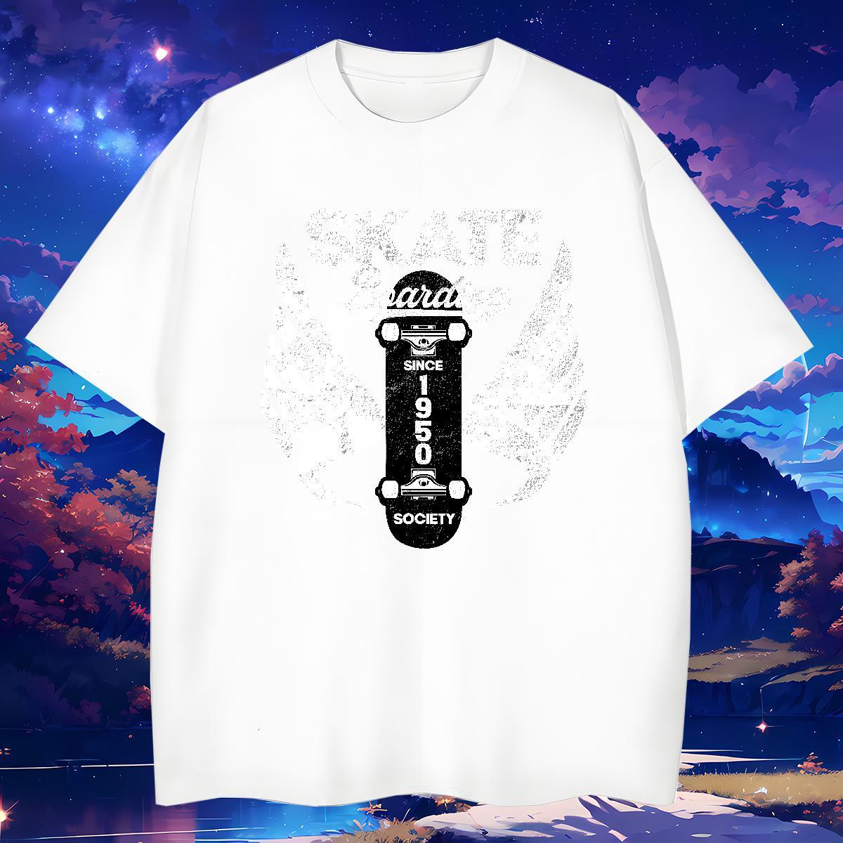 Free Shipping Men T Shirts 230g Cotton skateboarding Daily Outfit DIY Anime O-Neck Short Sleeve Mens Tshirts Wholesale Wear