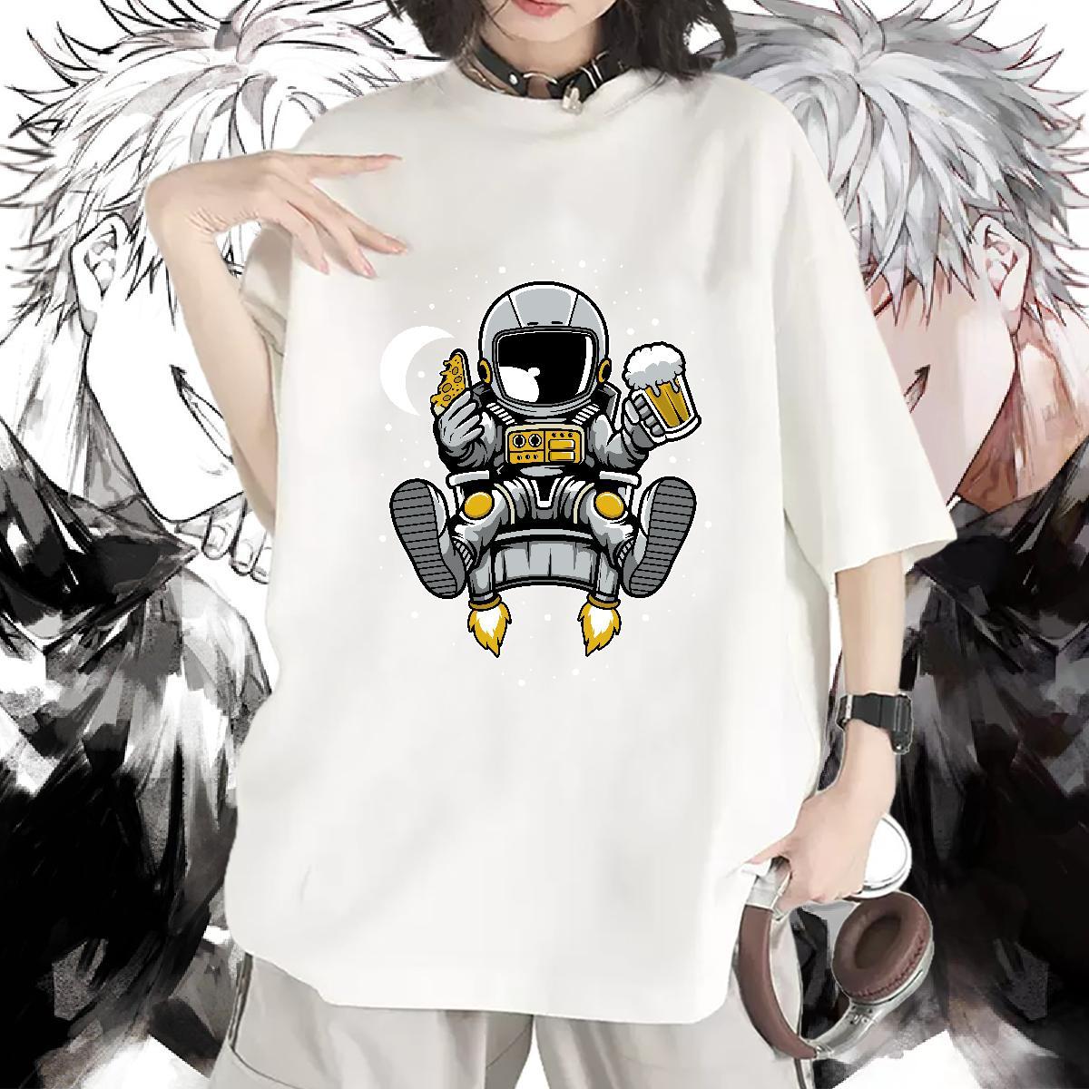 Nice Unisex Tshirts 100% Cotton 230g cosmonaut Casual Sport T-Shirts for Women Round Neck Short Sleeve Custom Print Oversized Tops