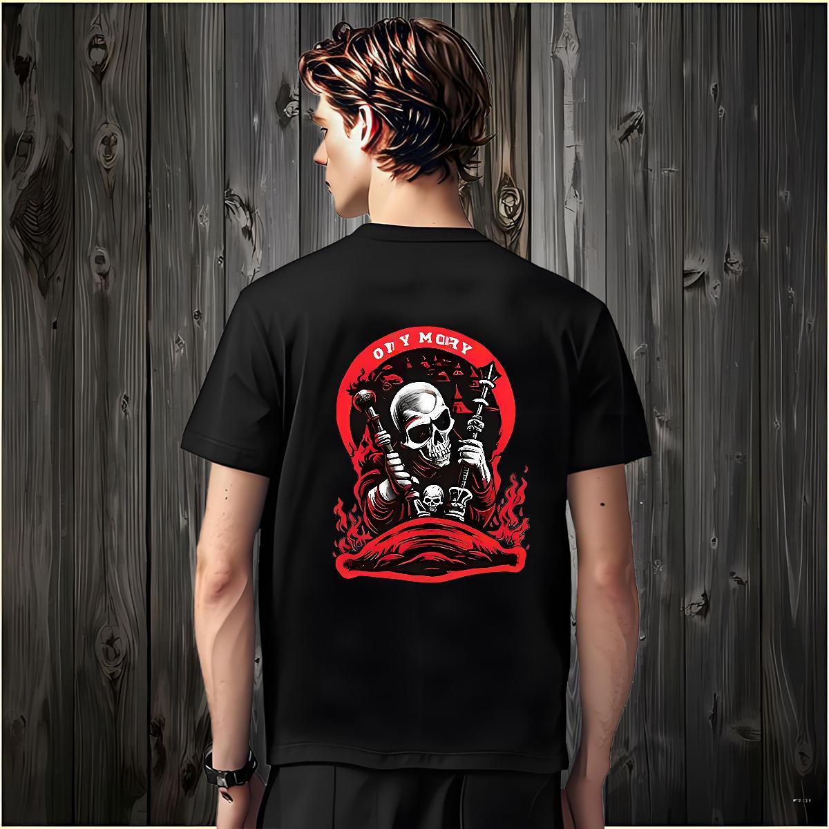 Free Shipping T Shirt For Man 100% Cotton 230g skull Hip Hop DIY Crew Neck Men Tshirts New Clothes