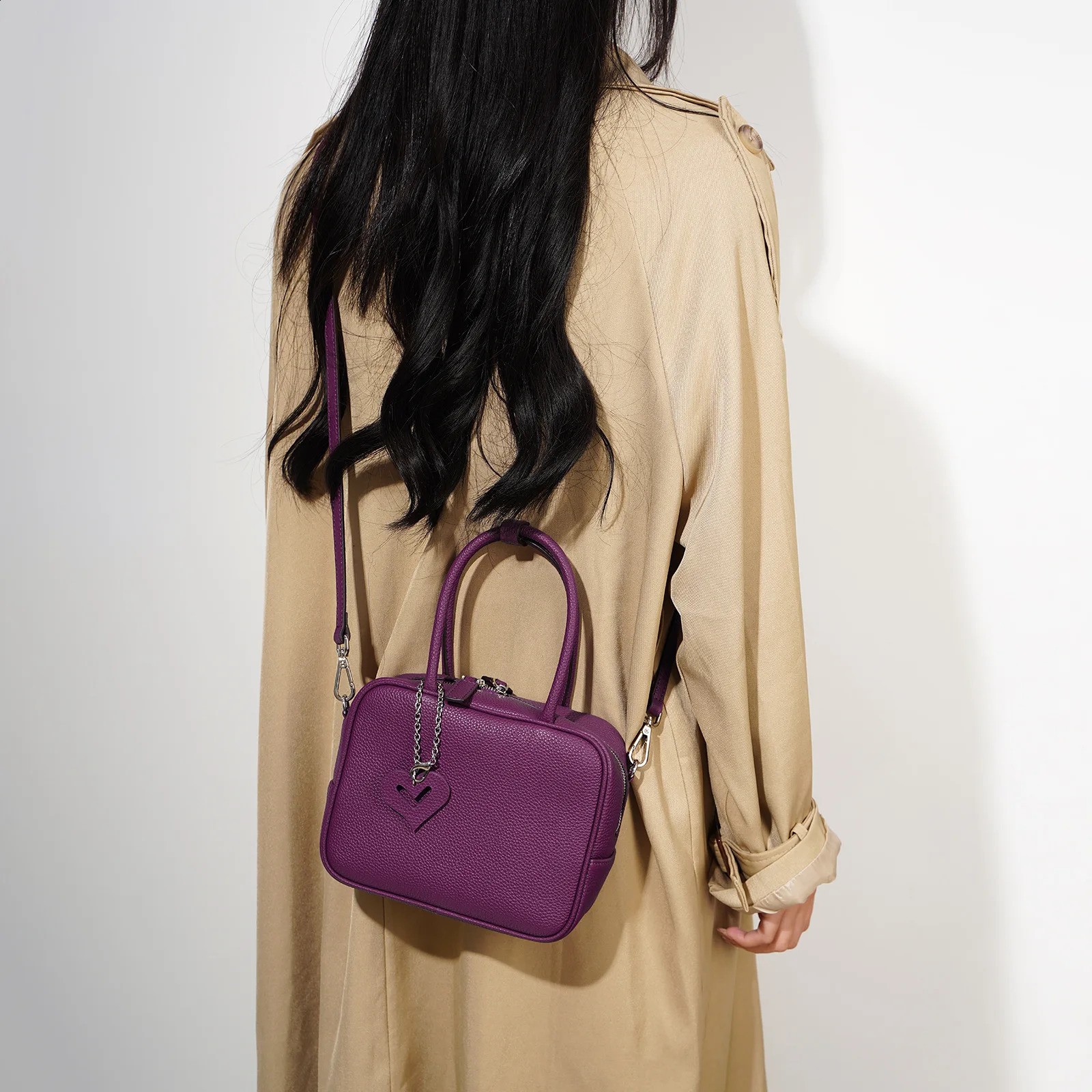 Genuine Leather Boston Bag for Women High Quality Commute Handbags Female Classic Shoulder Crossbody Bag Cowskin Purses 240824